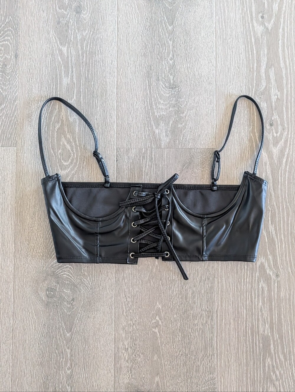 Black Pleather Corset - M/L